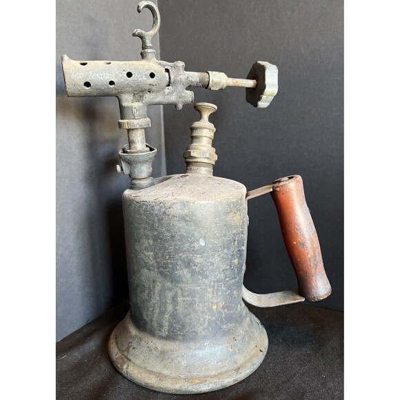 Wood Handle Antique Clayton & Lambert Mfg Co Gas Blow Torch Pat 1921 Untested - Picture 4 of 10